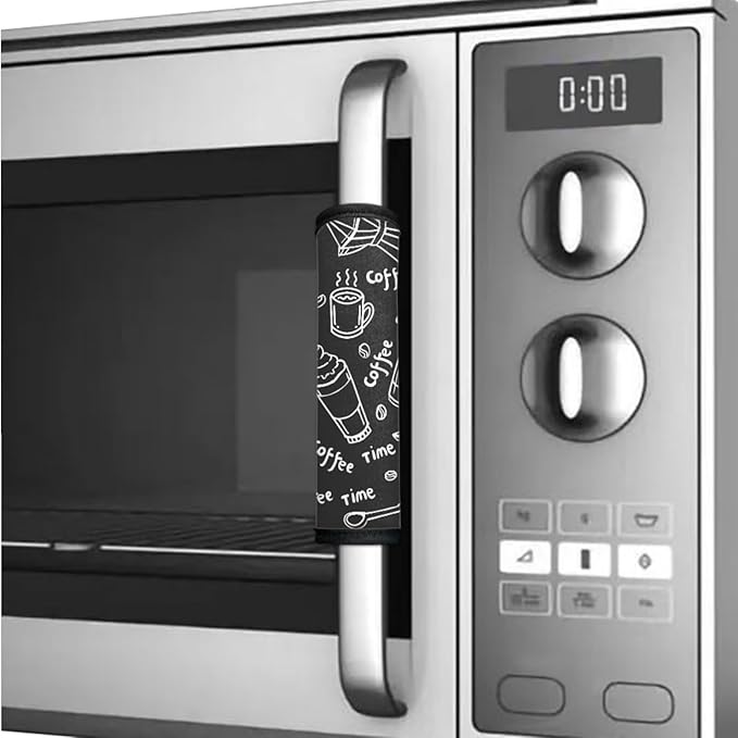 6 Pieces Refrigerator Door Handle Covers Protective Kitchen Appliance Decor Handles Anti-Skid Anti-Dust Protector Keep Off Dust Fingerprint, Coffee Bean Spoon Mocha Pot Print Coffee Time