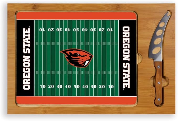 PICNIC TIME NCAA Icon Glass Top Cutting Board & Knife Set, Cheese Boards Charcuterie Boards, Serving Platter, (Parawood & Bamboo)