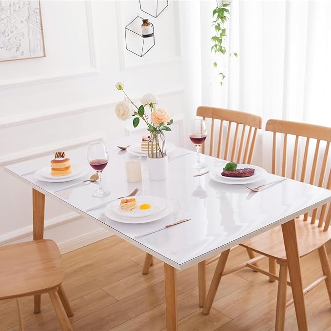 17 x 63 Inch Clear Table Cover Protector, Clear Table Protector, 1.5mm Plastic Table Cover, Vinyl Table Protector, Desk Mats on Top of Desks