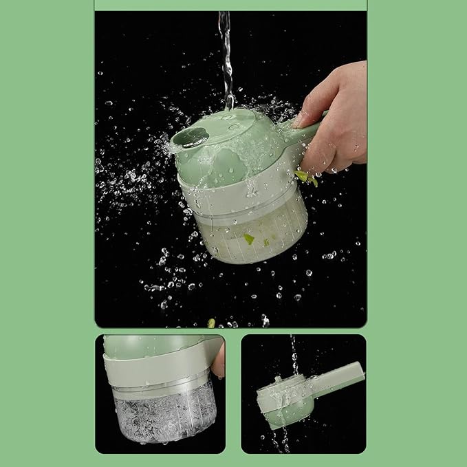 4 in 1 Handheld Electric Vegetable Cutter, 200ml USB Rechargeable Vegetable Chopper, Wireless Food Processor for Garlic Pepper Chili Onion