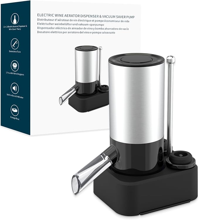 KITCHENDAO Rechargeable Electric Wine Aerator Dispenser and 3 in 1 Wine Bottle Opener Corkscrew