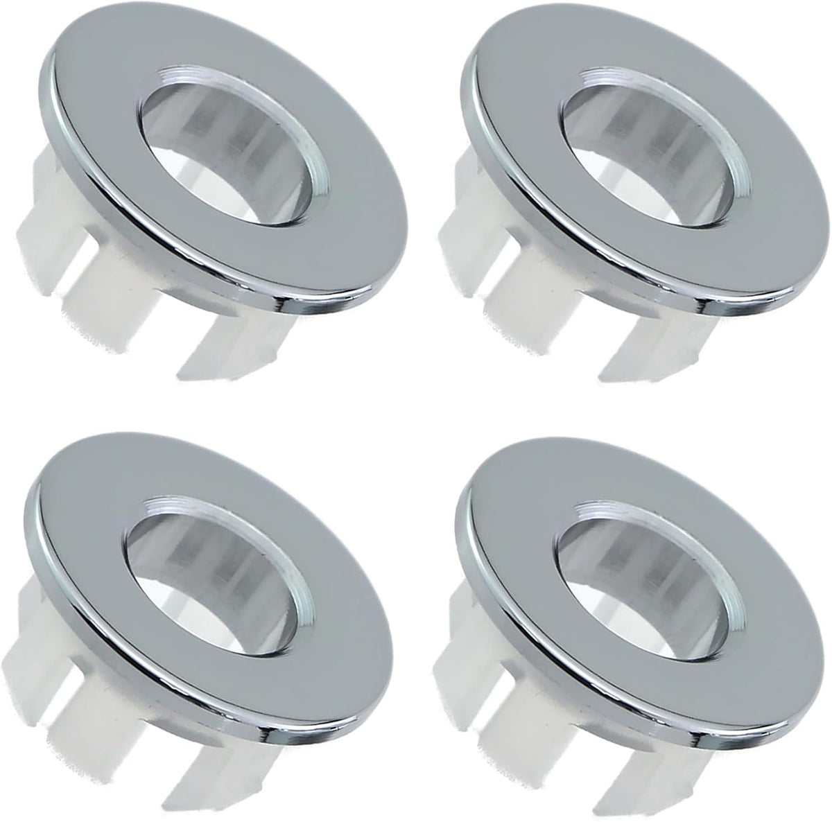 2PCS Kitchen Sink Drain Silver Full Brass Basin Overflow Decorative Cover 22-24mm Hole Inside Diameter Insertion Cap