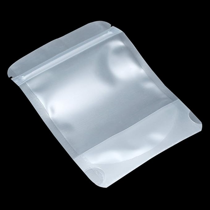PABCK 100 Pcs 6.3x9.4 inch Resealable Stand Up Bags Matte Clear Zipper Lock Heat Seal Pouches with Tear Notch for Zip Food Storage Lock Packing