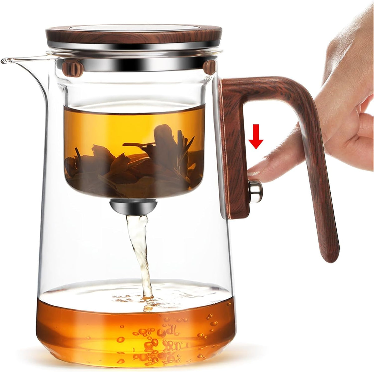 Enchanti Tea Pot - 800ml/27.1oz Witchcraft Magic Glass Teapot, Magnetic Water Separation Design, Borosilicate Infuser Pot with Strainer for Loose Leaf & Herbal Teas, Ideal for Tea Maker
