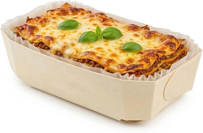 Restaurantware Taipei 34 Ounce Wooden Baking Molds 100 Oven Ready Disposable Loaf Pans - With Paper Liners Greaseproof Wood Containers For Baking For Banana Bread Meatloaf And More