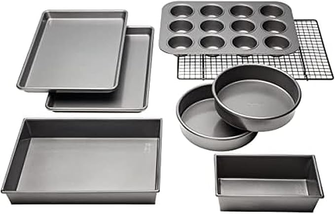 Chicago Metallic Professional Non-Stick 8-Piece Bakeware Set, Silver