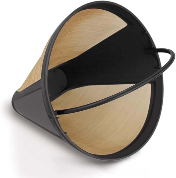 NRP Classic #4 Gold-tone Coffee Filter Universal for Cuisinart Coffeemaker 8-12 cup Cone shape with oval rim Permanent Filter
