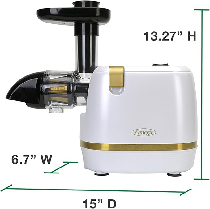 Omega H3000RWH13 Cold Press 365 Juicer Slow Masticating Extractor Creates Delicious Fruit Vegetable and Leafy Green High Juice Yield and Preserves Nutritional Value, 150-Watt, White