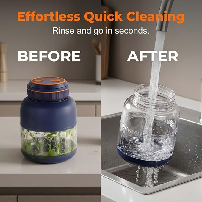 Portable Wireless Juicer Cup, 44oz Personal Blender for Shakes and Smoothies, USB-C Rechargeable Cordless Travel Blender with Leakproof Drinking Lid, BPA-Free Cup for Gym Office Outdoor (Blue-28 Oz)