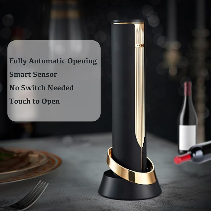 Electric Wine Bottle Opener with Charging Base and Steel Built-in Foil Cutter, Rechargeable Automatic Wine Corkscrew, Easy Bottle Opening, Luxurious Wine Gifts for Wine Lovers