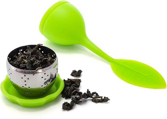Bekith 7 Pack Silicone Tea Infuser, Cute Loose Leaf Tea Steeper, Fine Mesh Tea Strainer with Drip Tray, Stainless Steel Tea Filter Ball Tea Diffuser Steeper for Cup Mug