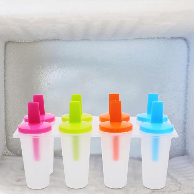DOITOOL Ice Pop Molds for Kids and Adults Reusable Diy Maker Easy Release Plastic Ice Cream Mold with Lid 2.95X4.72X1.57In Perfect for Summer Treats and Parties