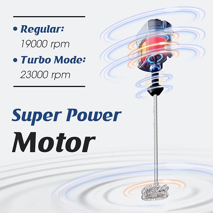 FoodVille MF05 Rechargeable Milk Frother USB Charging Handheld Foam Maker with Stainless Balloon Whisk for Cappuccino, Latte, Bulletproof Coffee, Keto Diet, Protein Powder, Matcha (Azure Blue)