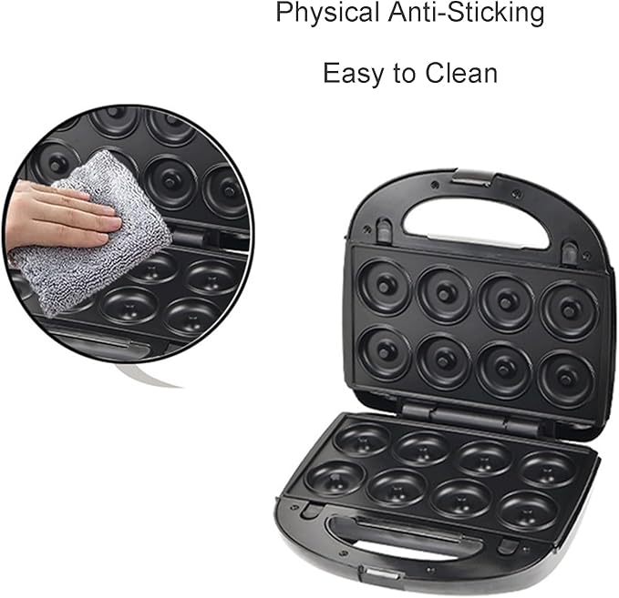 10 in 1 Waffle Maker with Removable Plates, 750W Electric Breakfast Sandwich Maker with Non Stick Coating, Compact Dual Panini Press Grill Machine for Donuts, Madeleine, Burgers, Snacks and Desserts