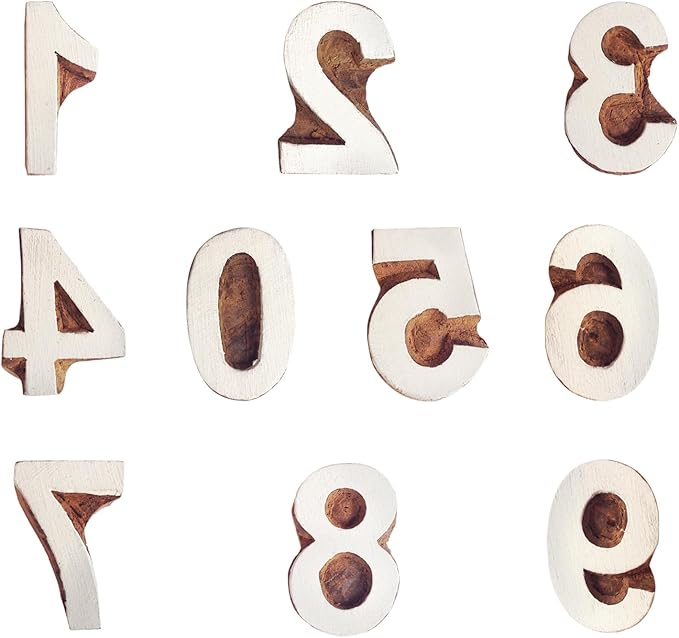 Royal Kraft Number Wooden Block Printing Stamps (Set of 10) Bulk01_10F