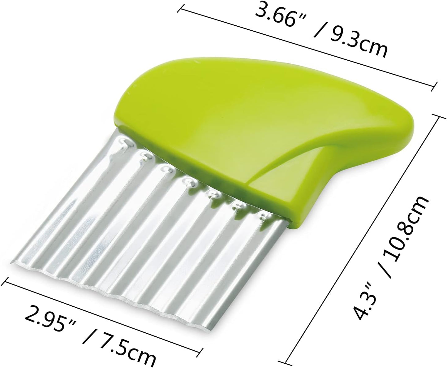 Luomorgo Stainless Steel Potato Crinkle Cutter Carrot Wavy Knife French Fry Slicer Vegetable Wavy Chopper, Green