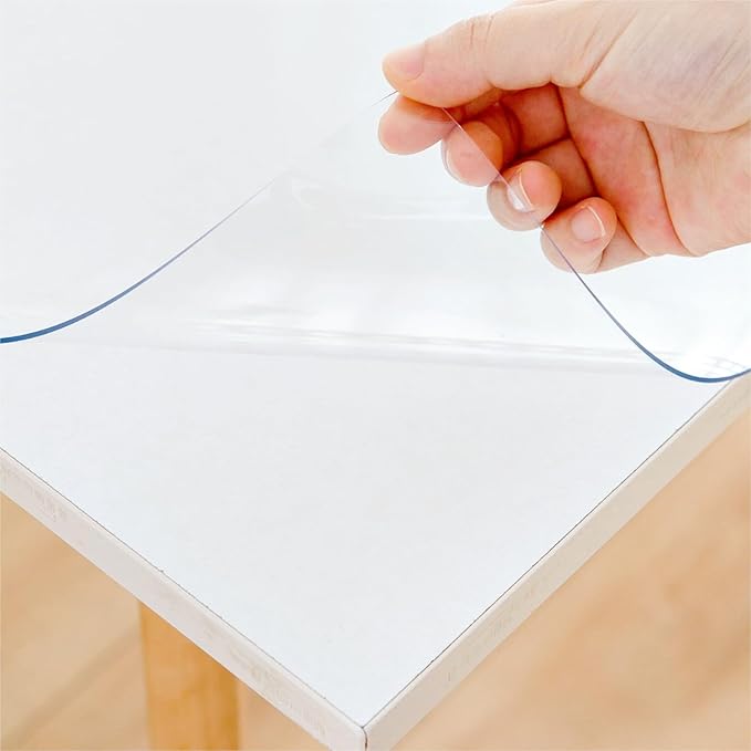 16 x 30 Inch Clear Table Cover Protector, Clear Desk Mat, Clear Table Protector, 1.5mm Thick Plastic Table Cover, Vinyl Table Protector, Clear Desk Pad, Desk Mats on Top of Desks