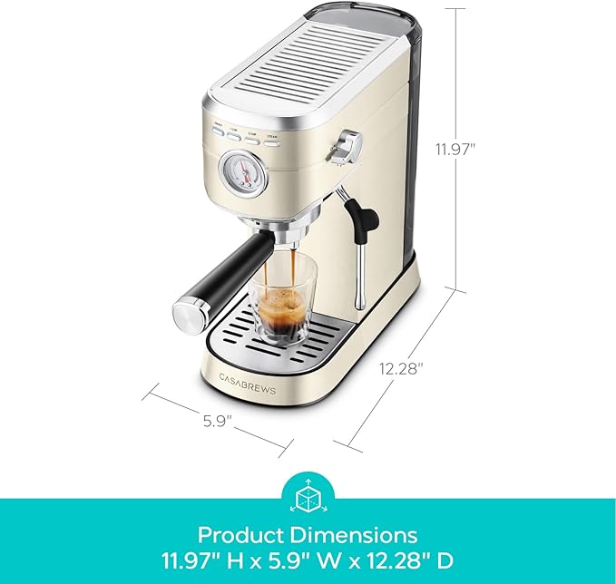 CASABREWS CM5418 Espresso Machine 20 Bar, Small Espresso Maker with Milk Frother Steam Wand, Stainless Steel Espresso Coffee Machine with 34oz Removable Water Tank, Cafetera Espresso, Creamy