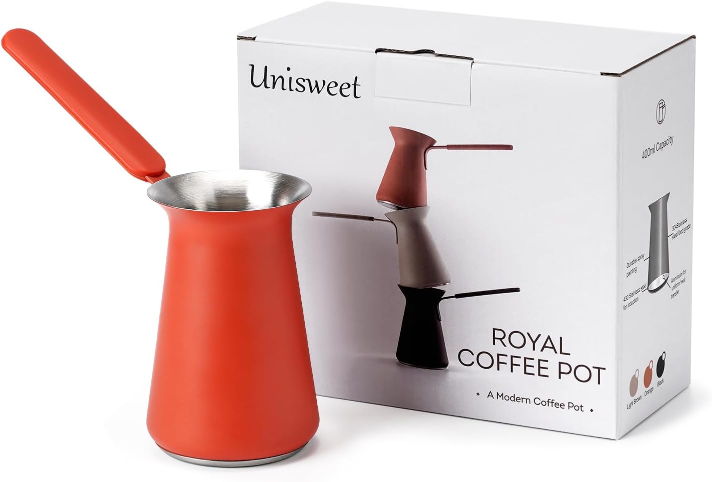 Turkish Coffee Pot - Gifts for Family &Friends,Cezve/Ibrik Coffee Pot for Stovetop,Briki Greek Turkish Pot with Heat-Resistant Rubber Handle,Milk Warming Pot,Arabic Tea Pot