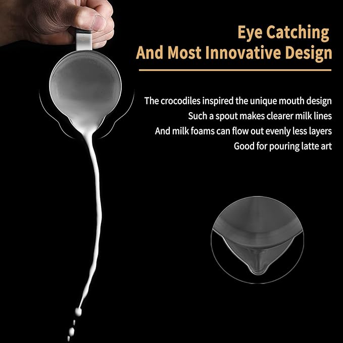 MHW-3BOMBER Espresso Steaming Pitcher Milk Frothing Pitcher Stainless Steel Milk Coffee Cappuccino Latte Art Barista Cup 13.5oz/400ml (Glossy), P5001S
