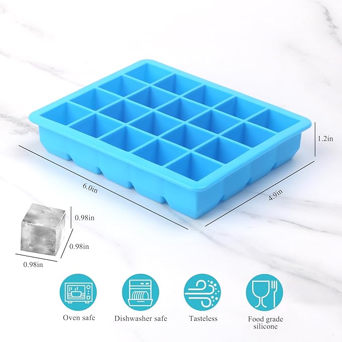 1 Tbsp Silicone Freezer Molds - Perfect for Storing Garlic, Herbs, Ginger, Pesto, Tomato Paste, Lemon Juice,Vegetable Purees,Purees and More - Silicone Food Freezer Tray (Blue 2 Pack)