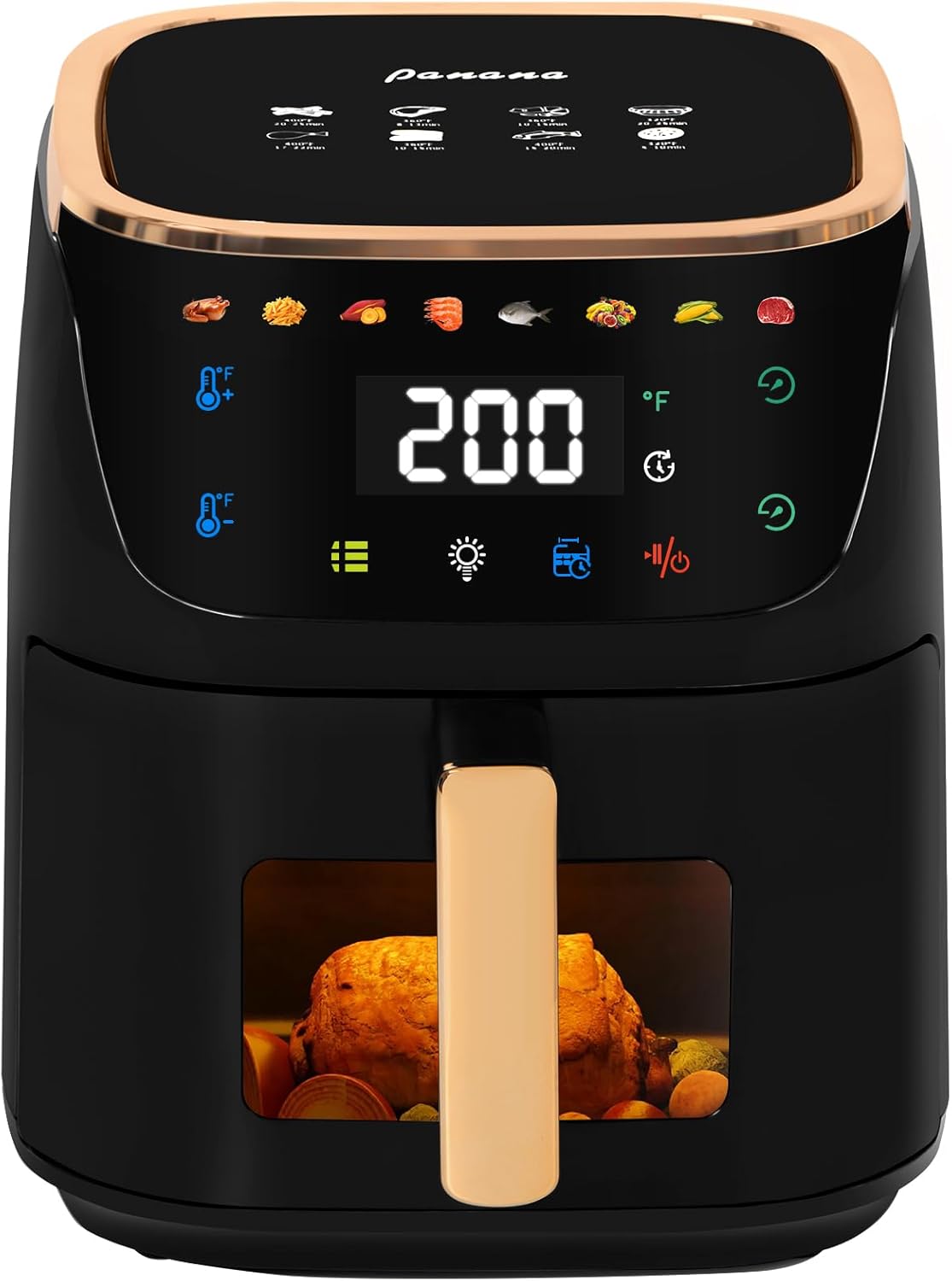Panana 8QT Large Air Fryer Compact, 8 Preset Menus Airfryer, One-Touch Digital Control Presets, Touchscreen Display, Dishwasher Safe, Nonstick, Fit for Family (Black)