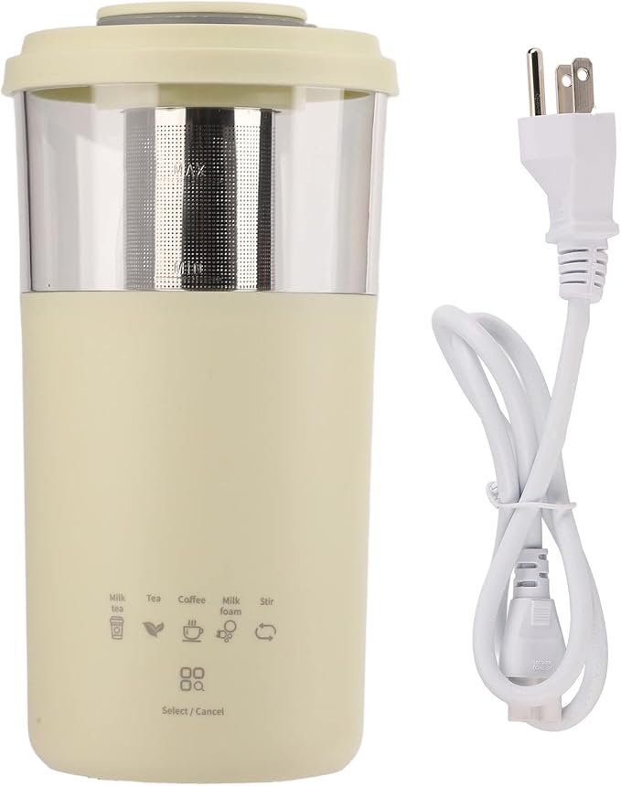Milk Frother, 350ml Portable Electric Frother for Coffee, Automatic Milk Foamer for Latte Cappuccino Chocolate Milk Tea (Yellow)