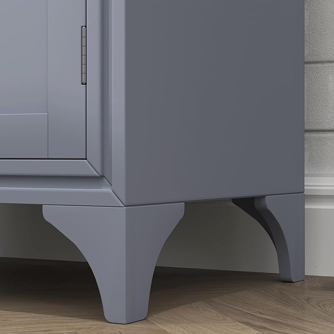 HOMCOM 67" Tall Freestanding Kitchen Pantry Cabinet, 4-Door Storage Cabinet with Drawer and Adjustable Shelves for Dining Room, Gray