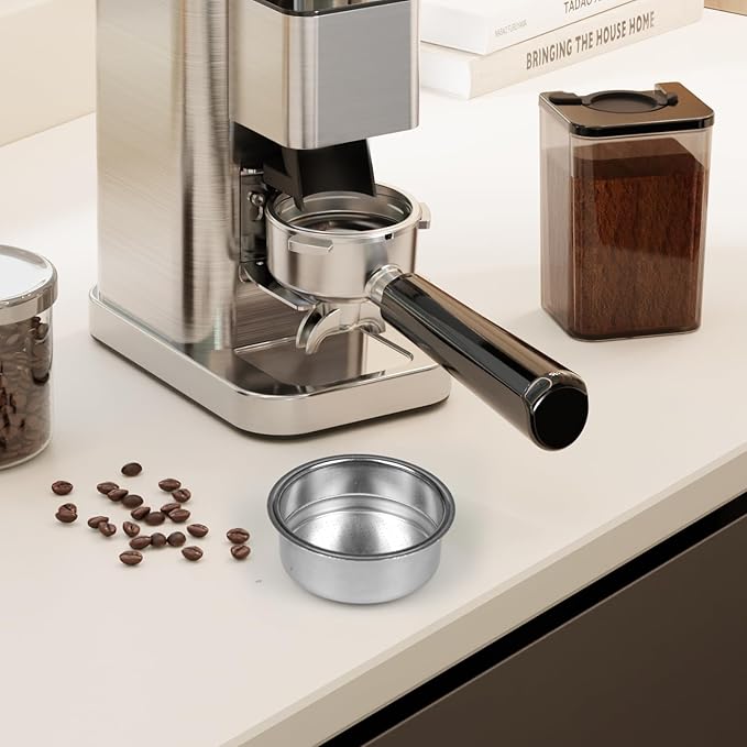 1 Pack 51mm Stainless Steel Coffee Filter Basket, Espresso Portafilter Machine Parts Compatible with CASABREWS, Gevi (1, Two Cups)