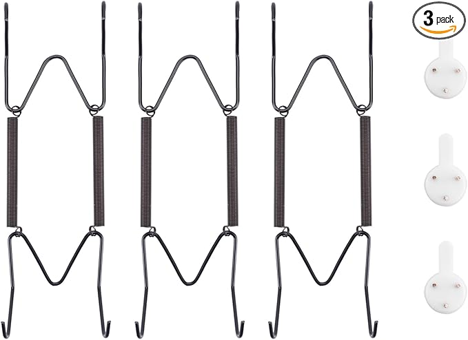 Bilillo 3 Pack Plate Hangers for The Wall, Suitable for 6''-8'' Decorative Plate,Invisible Heavy Duty Wire Plate Holder with Wall Hooks, Plate Hangers for Displaying Plates, Platter, Dish (Black)