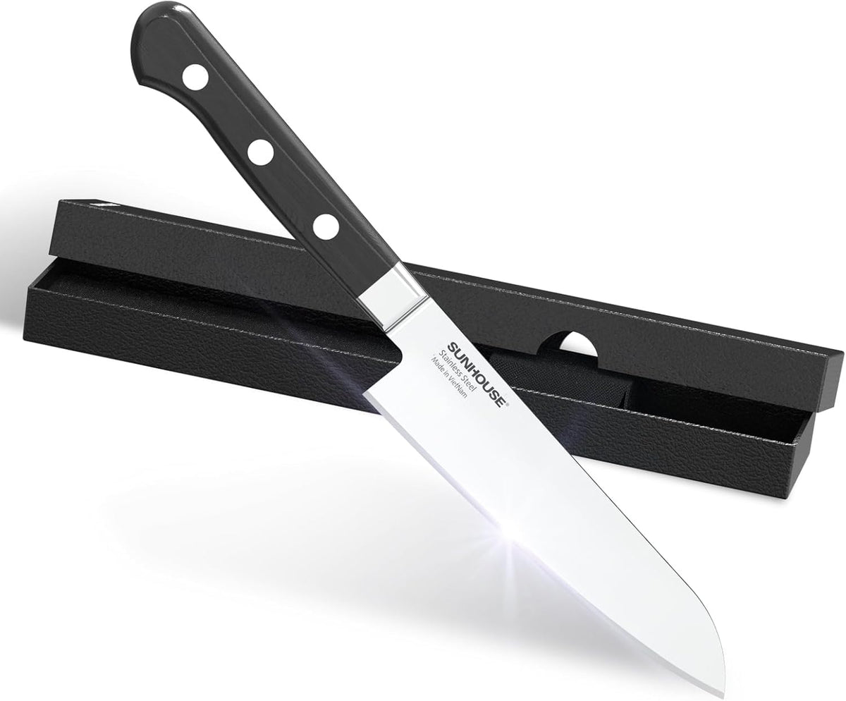 Sunhouse Japanese Chef Knife 4.7 inch, High end Paring knife, AUS-8 steel – Superior 59 HRC Hardness, Razor Sharp Blade, Full Tang, Ergonomic Handle, Perfect Gifts for Mom or Dad
