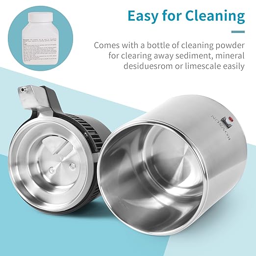 ROVSUN【Upgraded】 1.1 Gallon/4L Countertop Water Distiller Stainless Steel for Home, 750W Distilled Water Machine Maker Water Distillers with Glass Container, 1L/H, Silver