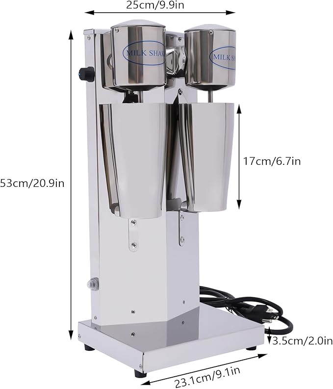 Milkshake Maker, Commercial Stainless Steel Milk Shaking Machine With Double Head Drink Mixer, 110V 180W Electric Milkshake Maker With 2Pcs 800ml Cups, Household Milk Shaker For Making Drinks