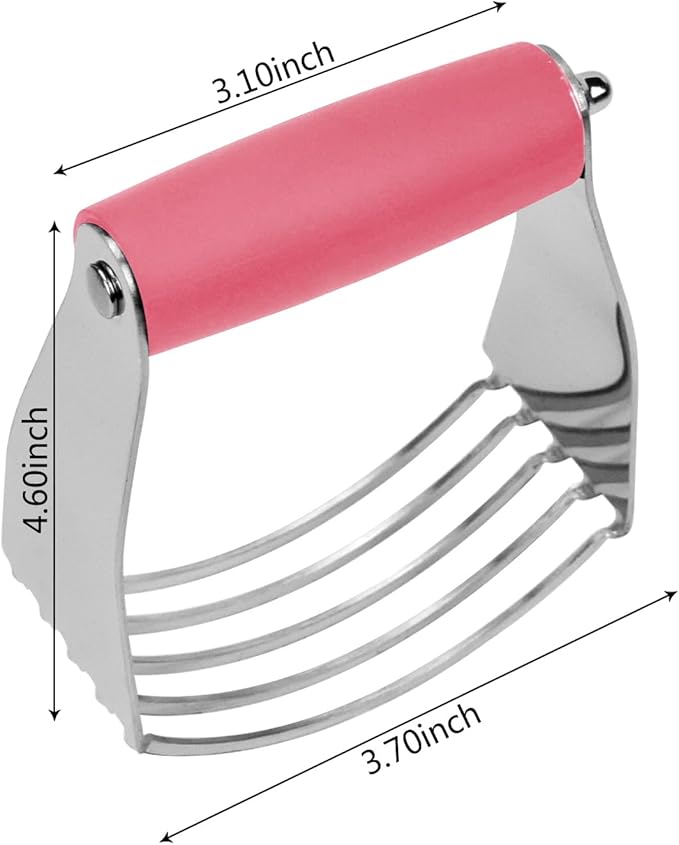 Dough Blender Heavy Duty Pastry Cutter Stainless Steel Butter Cutter Professional Baking Tool For Mixing Flour Butter (Pink)