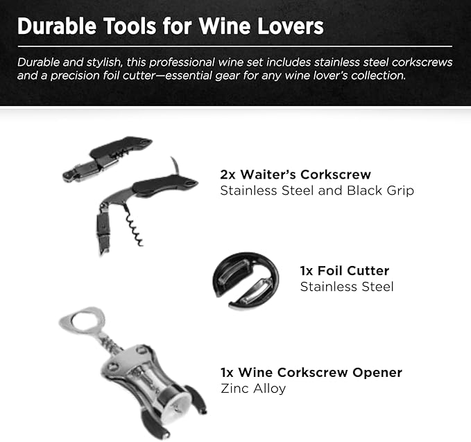 FlyWithWine® by VinGardeValise Wine Accessory Kit – 18 Piece Wine Gift Set with Corkscrew Opener, Aerator Pourers, Vacuum Stoppers, Wine Chiller Bags & Sommelier Tools for Home, Bar & Travel