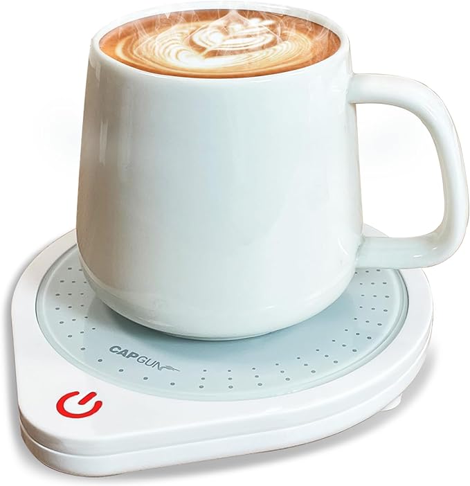 25W Electric Candle Warmer for Coffee Mugs, 75℃ Heating & Auto Shut-Off, Spill-Proof Desk Warmer for Beverages (White)
