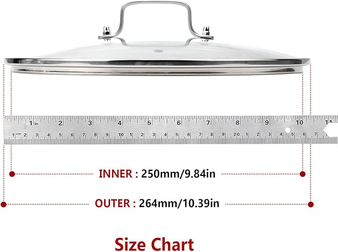 Antrader Tempered Glass Lid,10" Glass Covers for Pots,Pans and Skillets,1Set,Clear