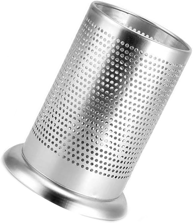 Tissting Stainless Steel Kitchen Utensil Holder, Chopsticks Straw Basket Drying Rack Utensil Organizer, Round Silverware Draining Organizer Drying Rack with Drain Holes