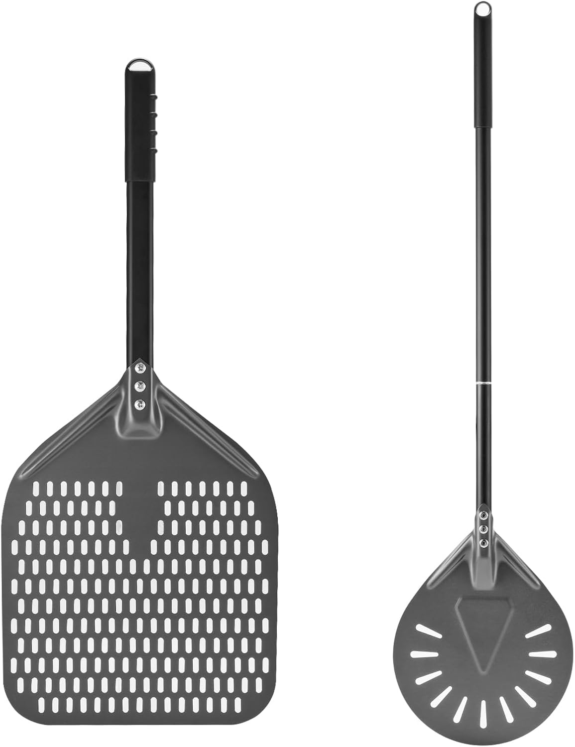12 Inch + 7 Inch Perforated Pizza Peel Set, Turning Peel With Metal Handle, Spatula Paddle for Homemade Oven Accessories