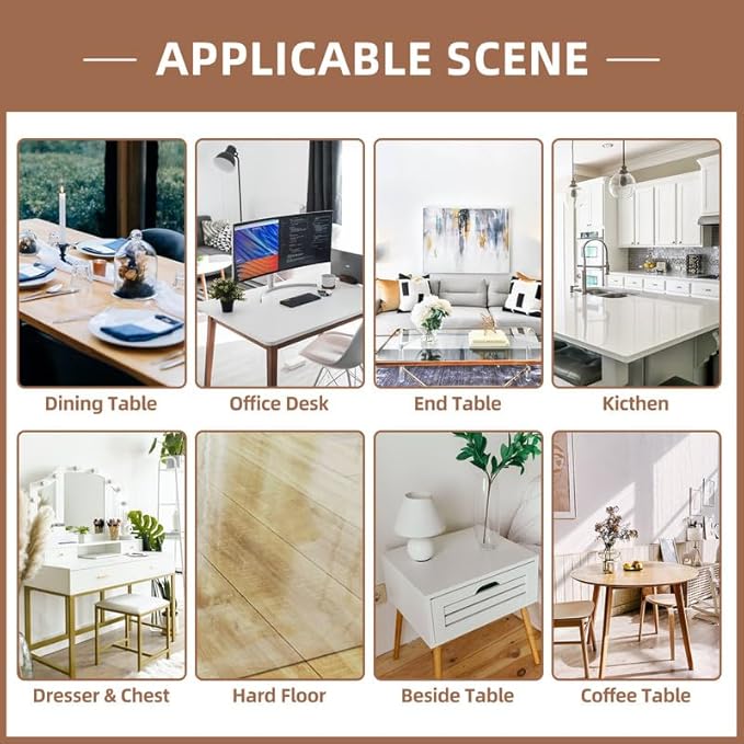 Warmstar Clear Table Cover Protector 24 x 55 Inch,1.5mm Thick Plastic Table Cover Rectangle,PVC Clear Table Protector,Desk Protector Mat for Kitchen, Dresser, Writing Desk，Dining Room Table