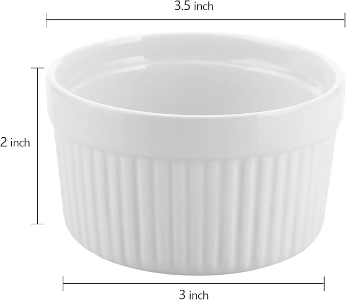 Foraineam 12 Pack 6 oz Ramekins Bakeware 6 Colors Porcelain Souffle Dishes Dessert Custard Baking Cups for Souffle, Creme Brulee and Ice Cream