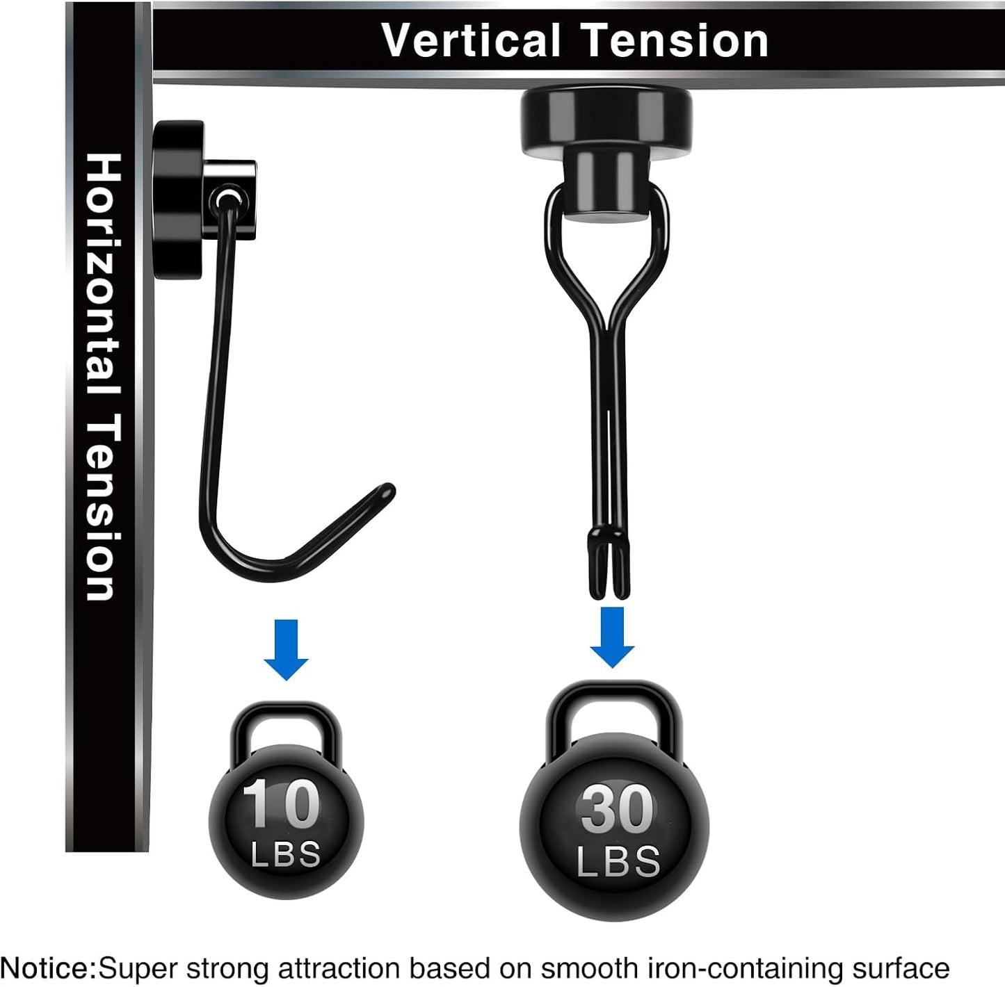 LOVIMAG Hooks, 30lbs+ Magnetic Magnet Hook 2025 Cruise Cabin Ship Essentials Heavy Duty Strong Refrigerator Fridge Hanging for Classroom Beach Vacation Kitchen Grills Home Mug Hanger (6 Pack)