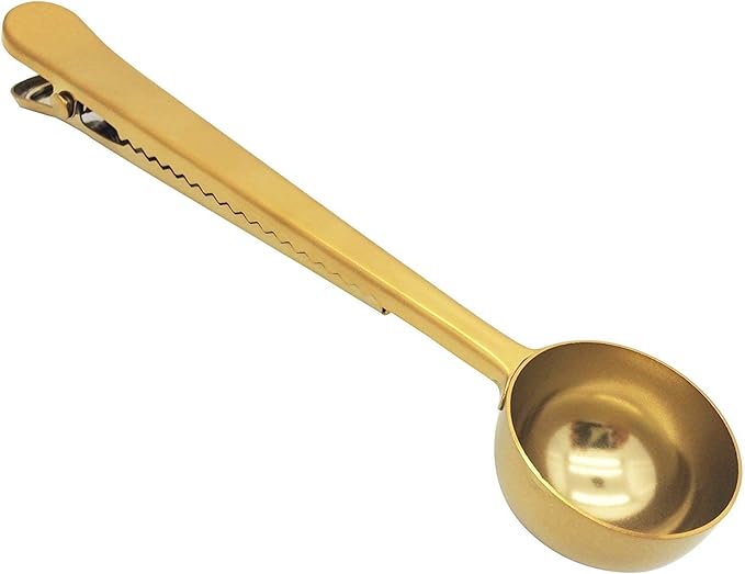 Stainless Steel Coffee and Tea Scoop with Bag Clip，Great for Measuring Coffee, Tea，Protein Powder, Instant Drinks and More, 2Pcs Perfect coffee spoon