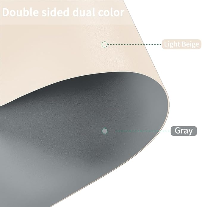Leather Nightstand Cover,1.8mm Thick,15.75x23.6 Inch End Table Cover,Side Table Cover,Bedside Table Cover,Bedside Tablecloth.(Off White+Light Gray,15.75x23.6)