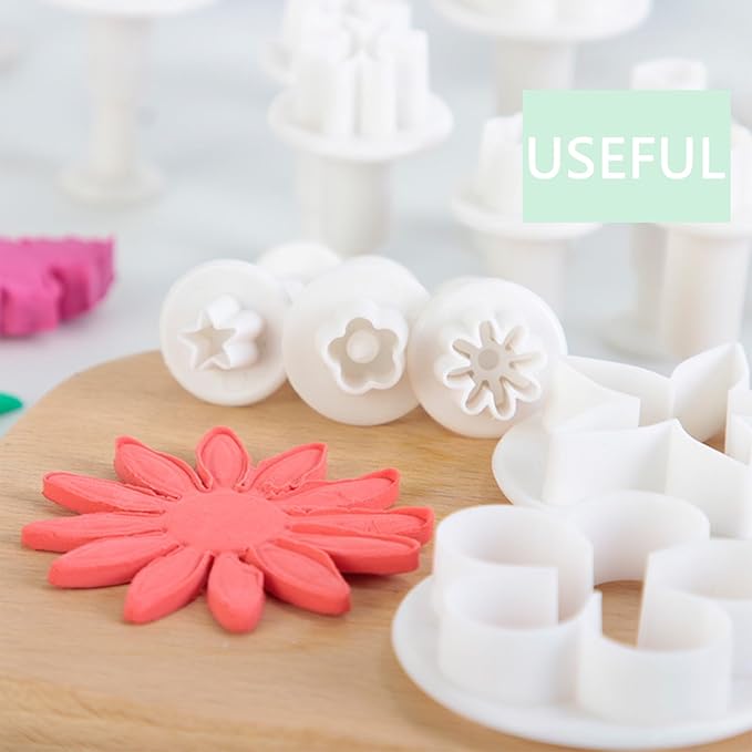 1 Set Five-pointed Star Fondant Flower Cutter,White Flower Plunger Cookie Cutter, Cake Decorating Tools,Dessert And Candy Sculpting Tools,White Baking Accessories