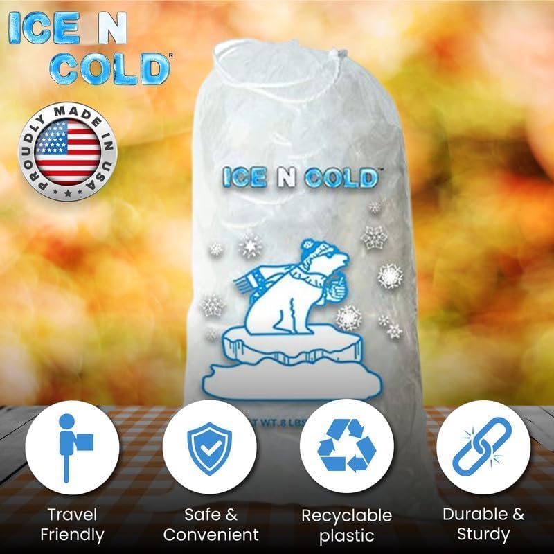 Ice Bags with Drawstring Closure | 8lb, 400ct/cs | 37 mic Thickness | Portable Storage and Freezer Keeper
