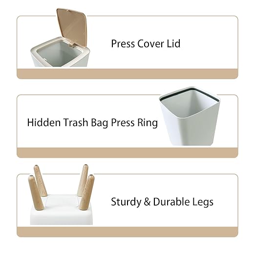 Small Trash Can with Lid Gold texture for cover cards flyers poster Bronze paint Stone backdrop Wastebasket with Press Cover Dog Proof Garbage Can Waste Bin for Kitchen Bathroom Nursery 2.6 Gallon