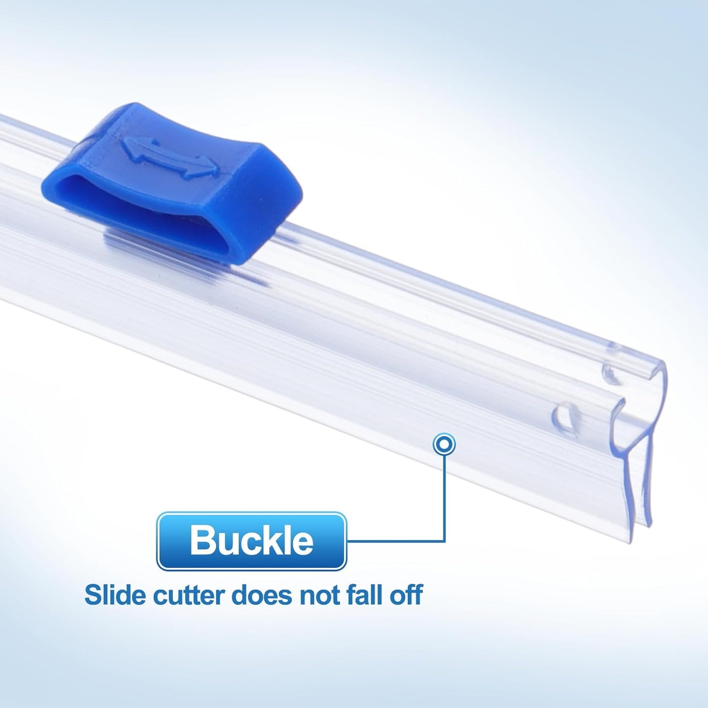 PATIKIL 8pcs Plastic Wrap Cutter, 17in Plastic Wrap Slide Cutter Snap Card Slot Installation Replacement for Aluminum Foil Wax Paper Parchment Paper Wrap Dispenser, Blue
