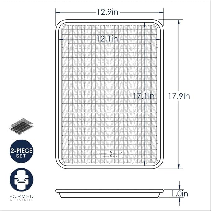 Nordic Ware Prism Half Sheet with Oven Safe Grid, 1 Pack, Natural