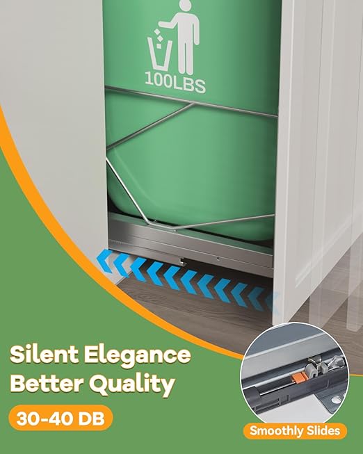 Pull Out Trash Can Under Cabinet, Door Mount & Pull Handle Twin-Mode, Pull-Out Garbage Holder, Under Sink Pull-up Kit with Soft-Close Slides, for Kitchen, Sink, Drawer(Bin Not Included)
